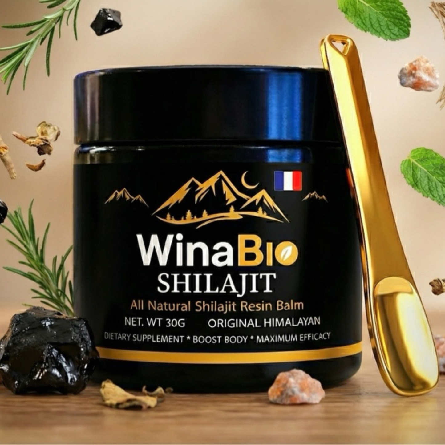 WinaBio – Résine pure de Shilajit de l’Altaï (30 g) – Source naturelle de 80 oligo-éléments des montagnes de l’Altaï