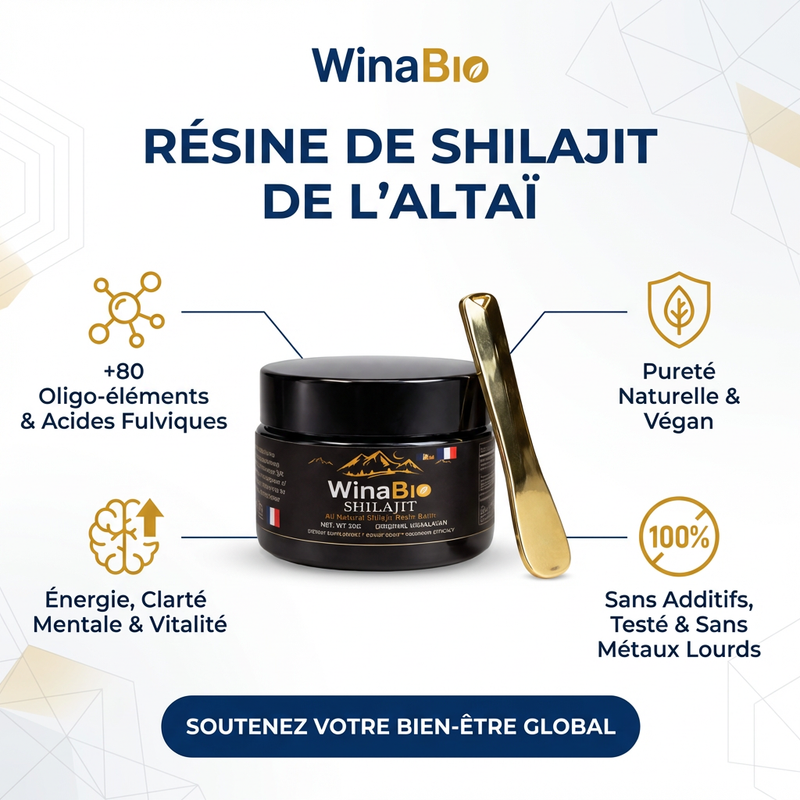 Résine pure de Shilajit WinaBio 30g - pot vue de face