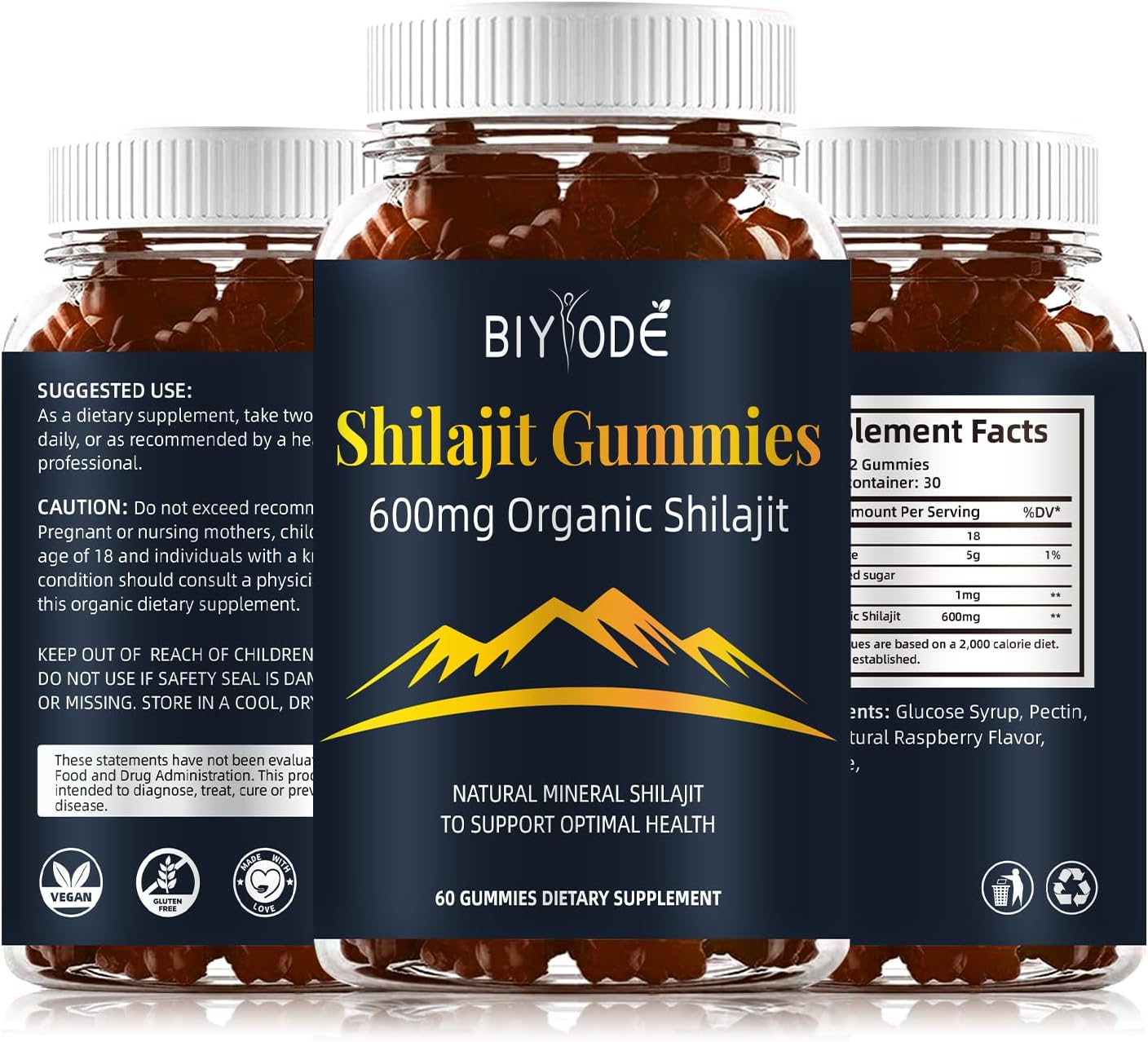 WinaBio – Bonbons Shilajit de l’Himalaya (600 mg) – Énergie naturelle et soutien du bien-être (60 bonbons)